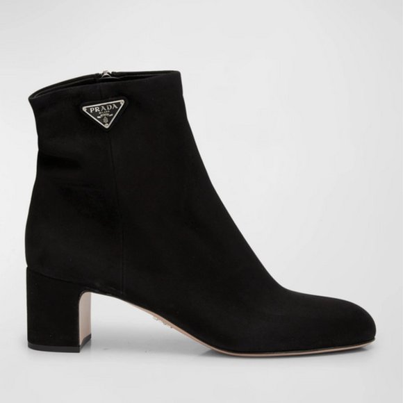 NWOT PRADA Black Logo suede Bootie Size 39.5 - Picture 1 of 11